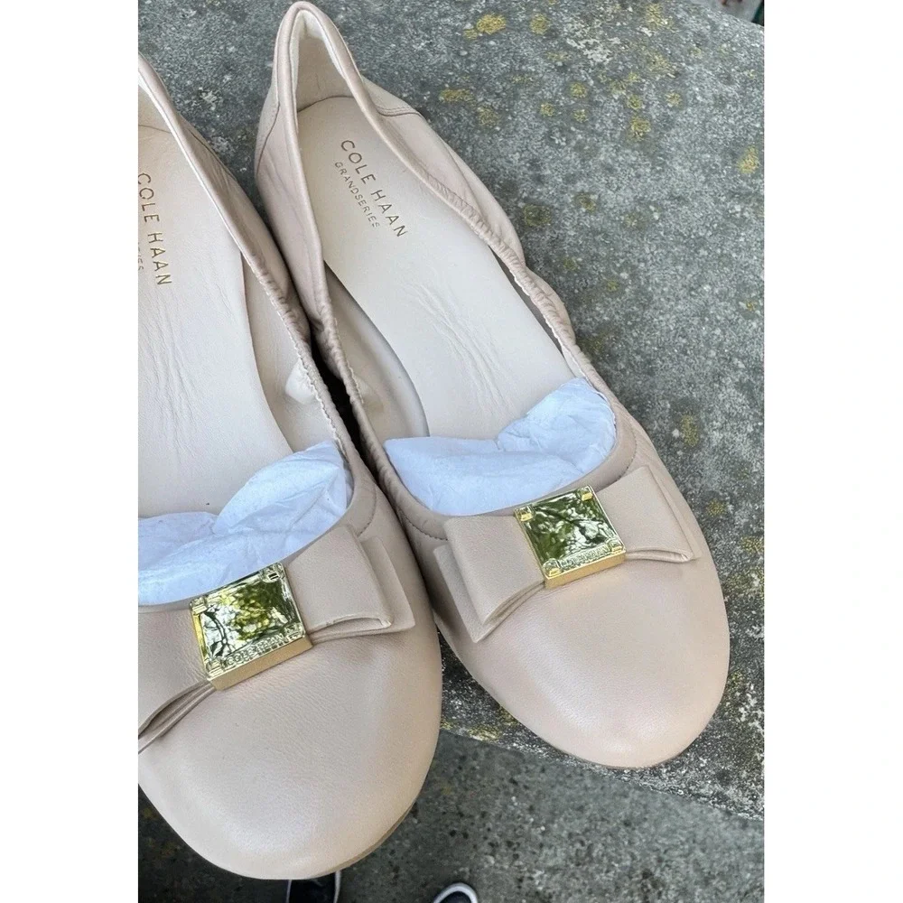 Cole Haan Tali Bow Ballet Flats Women's 11B Maple Nude Leather Grand.OS D43263